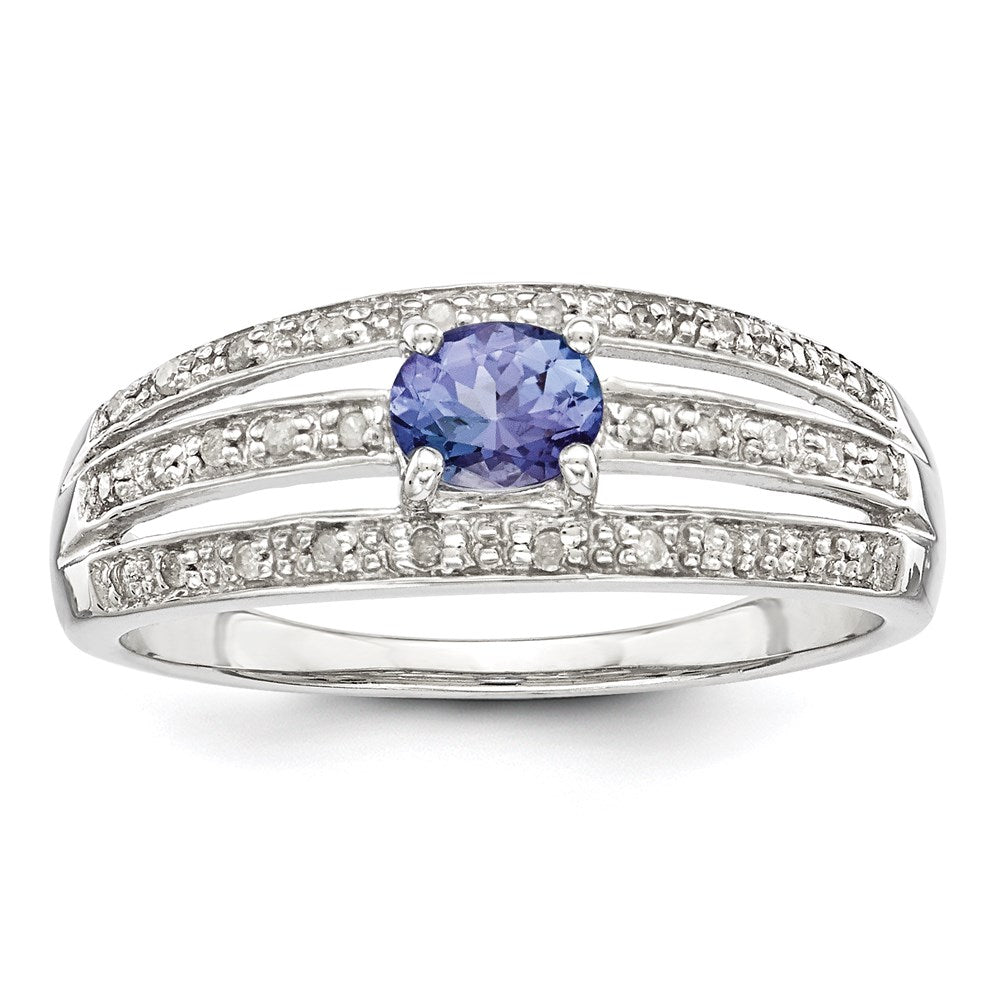 Sterling Silver Tanzanite u0026 Diamond Ring