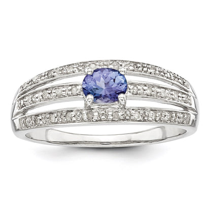 Sterling Silver Tanzanite u0026 Diamond Ring