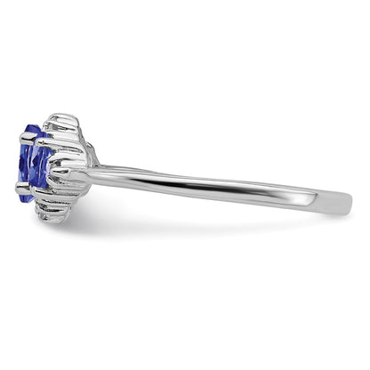 Sterling Silver Rhodium Tanzanite u0026 Diamond Ring