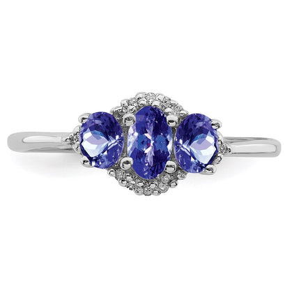 Sterling Silver Rhodium Tanzanite u0026 Diamond Ring
