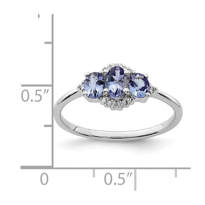 Sterling Silver Rhodium Tanzanite u0026 Diamond Ring