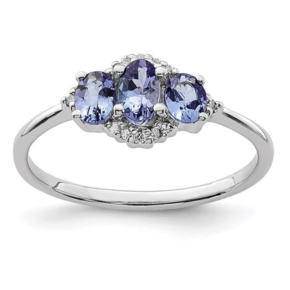 Sterling Silver Rhodium Tanzanite u0026 Diamond Ring