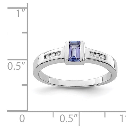 Sterling Silver Rhodium Tanzanite u0026 Diamond Ring