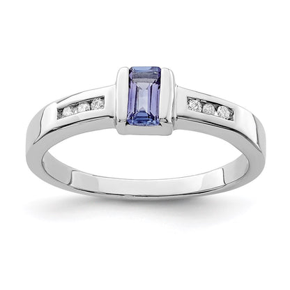 Sterling Silver Rhodium Tanzanite u0026 Diamond Ring