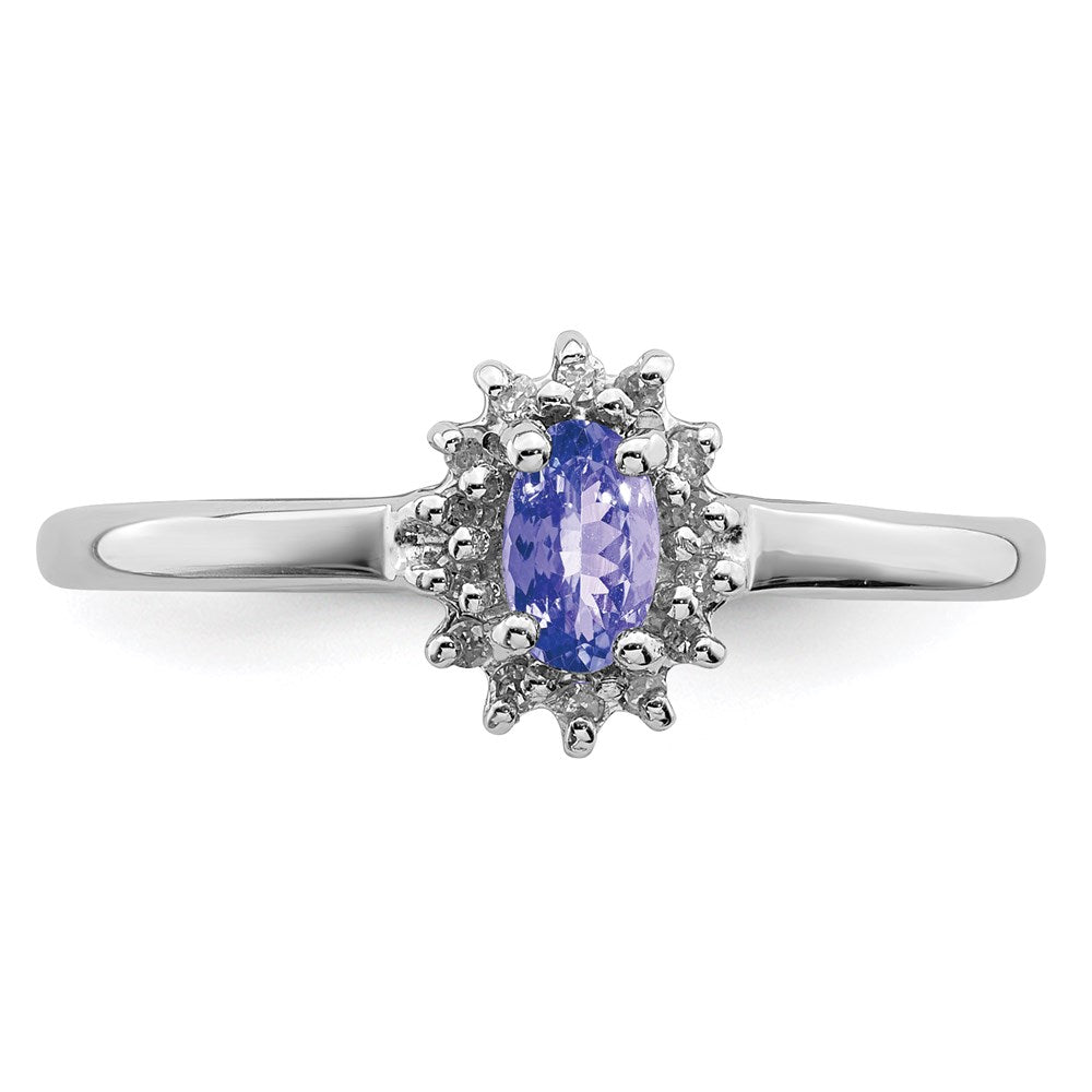 Sterling Silver Rhodium Tanzanite u0026 Diamond Ring
