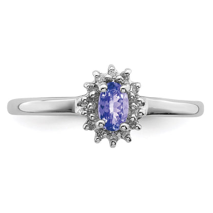Sterling Silver Rhodium Tanzanite u0026 Diamond Ring