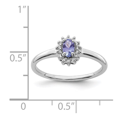 Sterling Silver Rhodium Tanzanite u0026 Diamond Ring