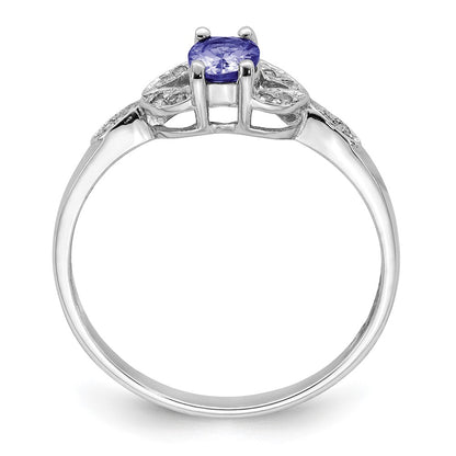 Sterling Silver Rhodium Tanzanite u0026 Diamond Ring