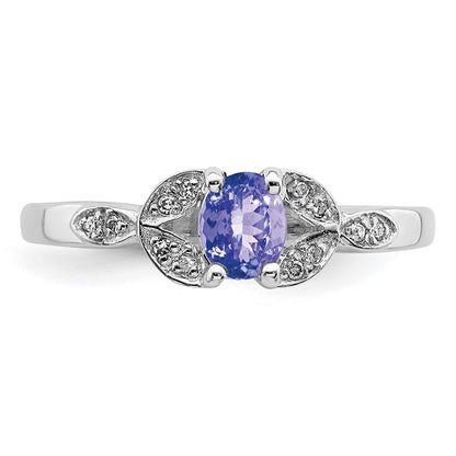 Sterling Silver Rhodium Tanzanite u0026 Diamond Ring