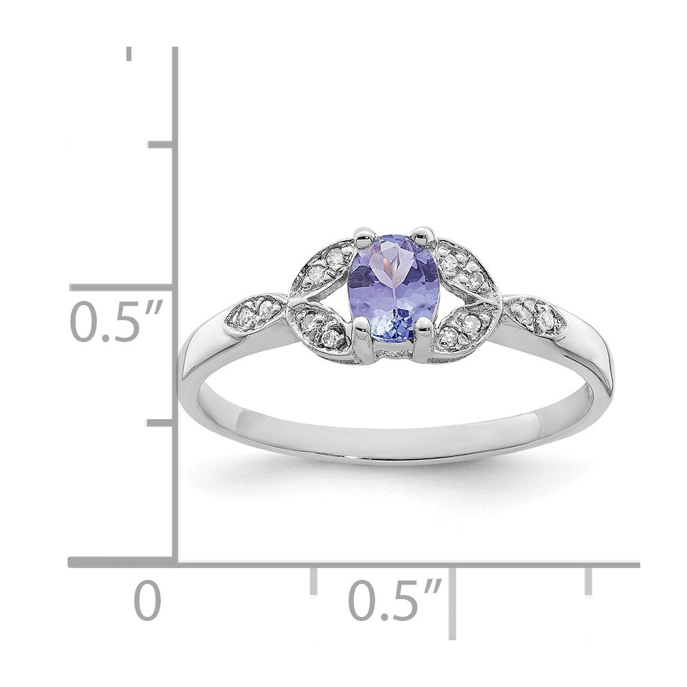 Sterling Silver Rhodium Tanzanite u0026 Diamond Ring