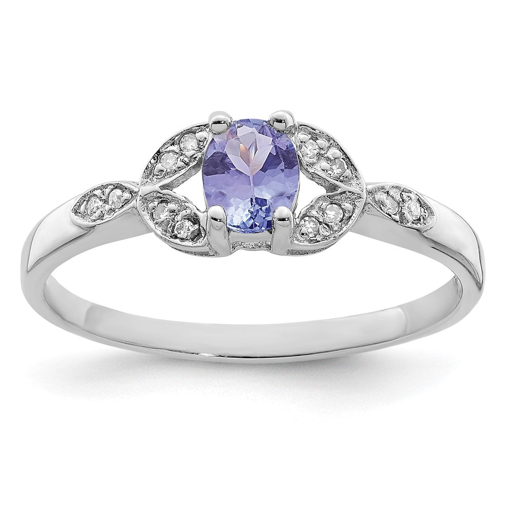Sterling Silver Rhodium Tanzanite u0026 Diamond Ring