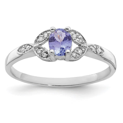 Sterling Silver Rhodium Tanzanite u0026 Diamond Ring