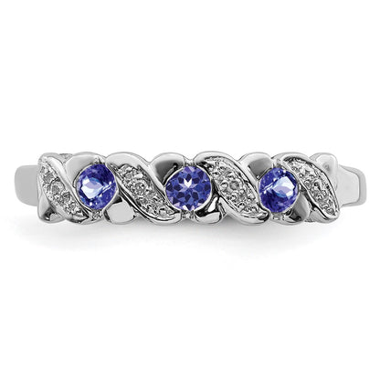 Sterling Silver Rhodium Tanzanite u0026 Diamond Ring