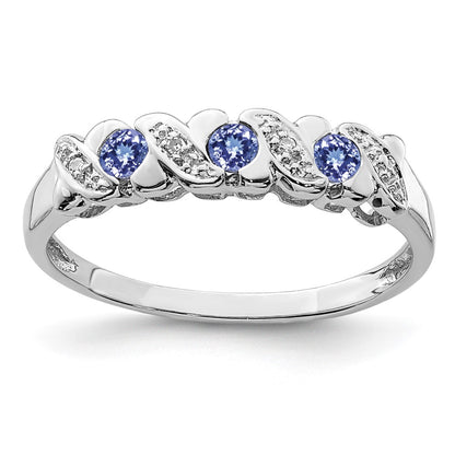 Sterling Silver Rhodium Tanzanite u0026 Diamond Ring
