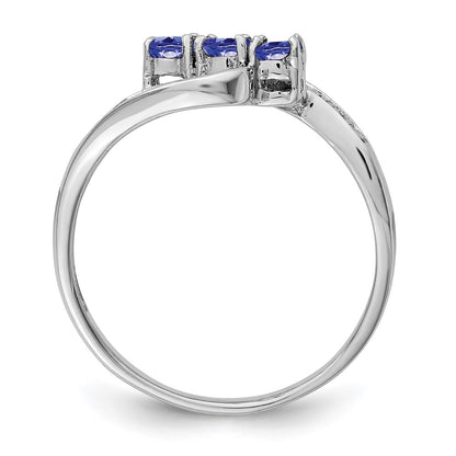 Sterling Silver Rhodium Tanzanite u0026 Diamond Ring