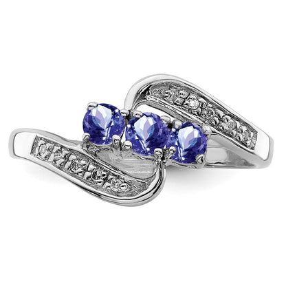 Sterling Silver Rhodium Tanzanite u0026 Diamond Ring