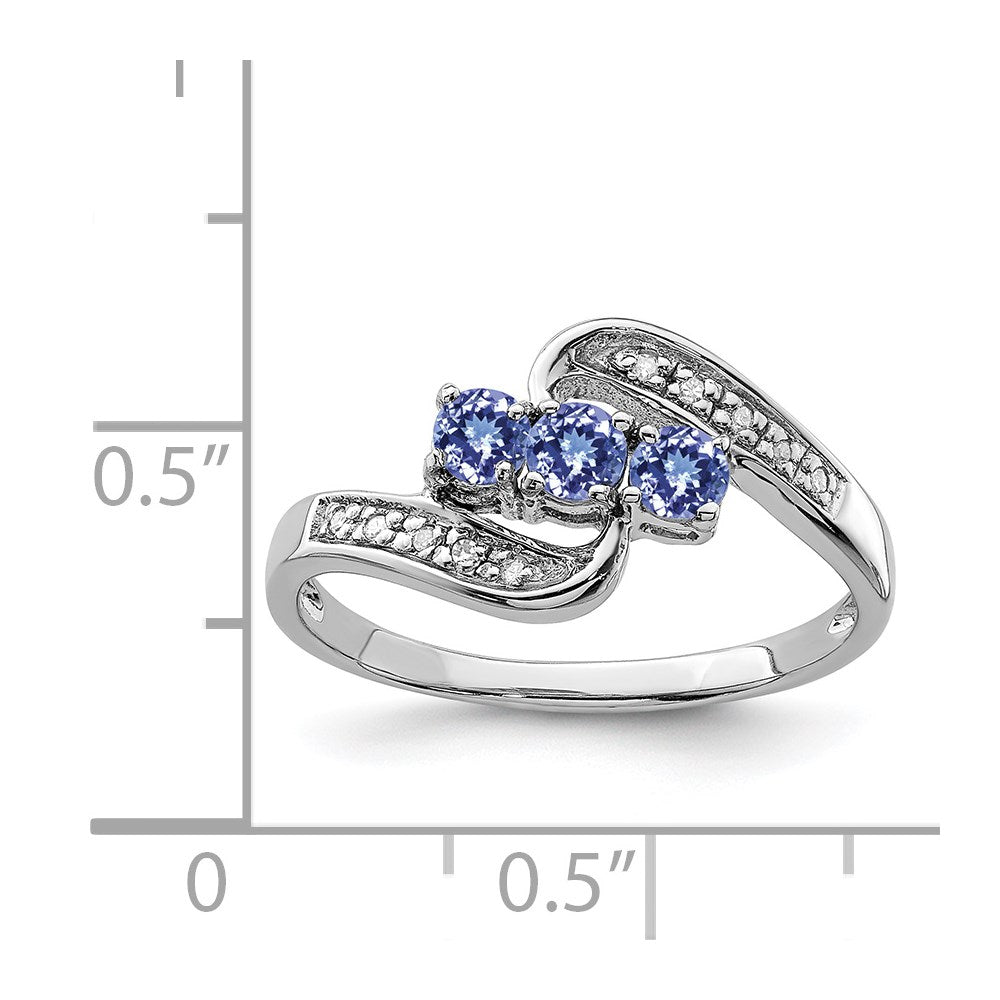 Sterling Silver Rhodium Tanzanite u0026 Diamond Ring