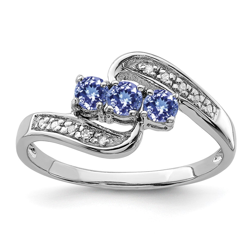Sterling Silver Rhodium Tanzanite u0026 Diamond Ring
