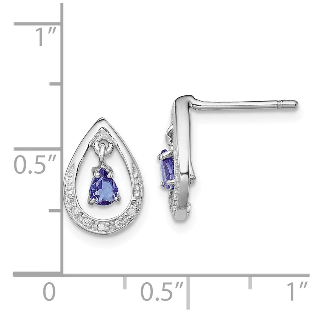 Sterling Silver Rhodium-plated Tanzanite u0026 Diamond Earrings