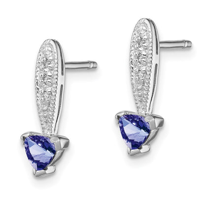 Sterling Silver Rhodium-plated Tanzanite u0026 Diamond Earrings