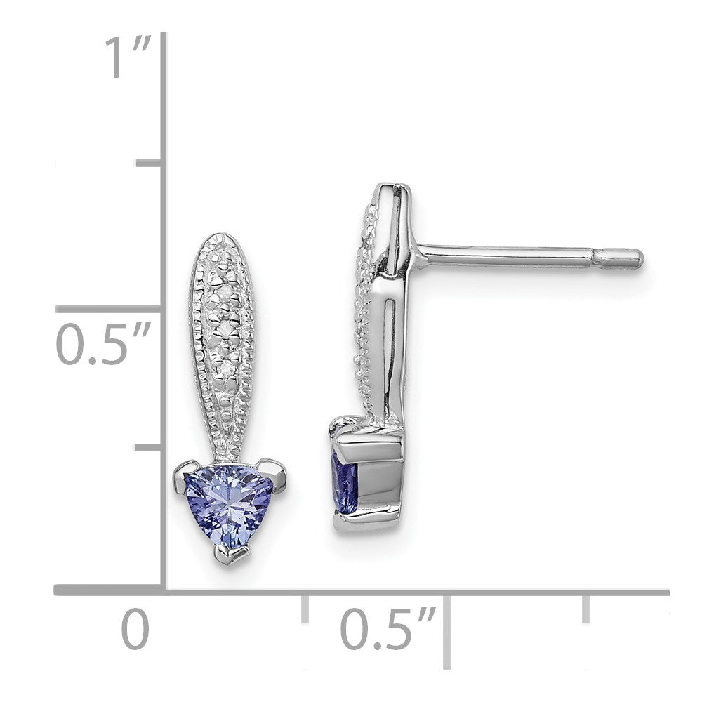 Sterling Silver Rhodium-plated Tanzanite u0026 Diamond Earrings