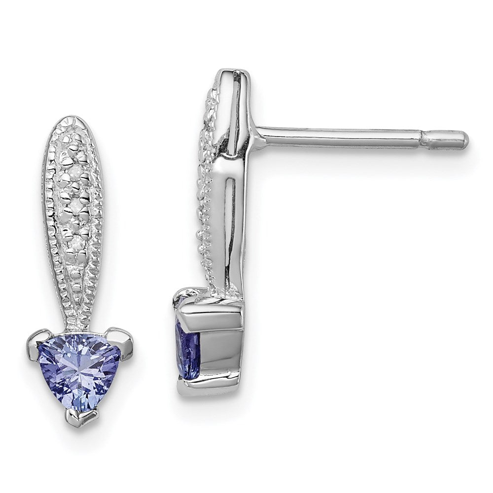 Sterling Silver Rhodium-plated Tanzanite u0026 Diamond Earrings