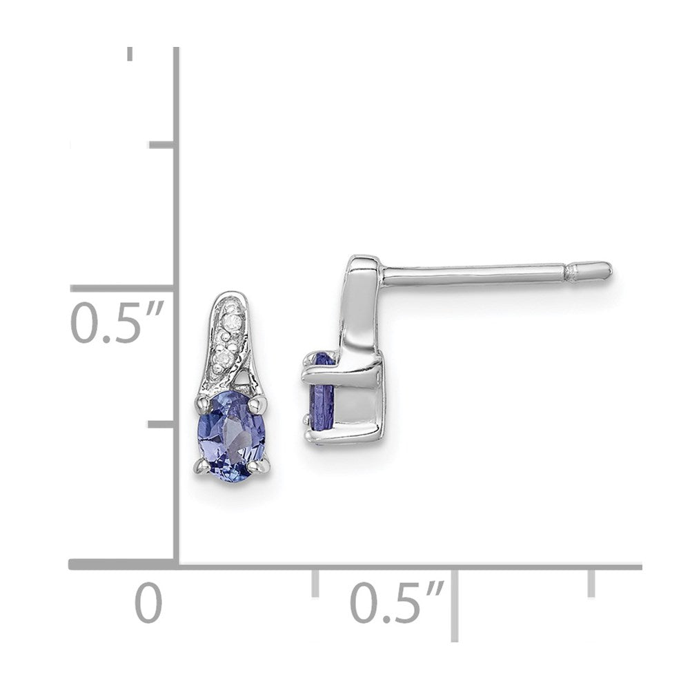Sterling Silver Rhodium-plated Tanzanite u0026 Diamond Earrings