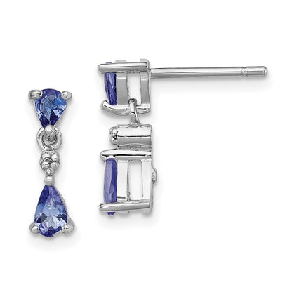 Sterling Silver Rhodium-plated Tanzanite u0026 Diamond Earrings