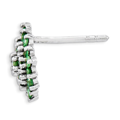 Sterling Silver Rhodium Plated Tsavorite Garnet Round Post Earrings