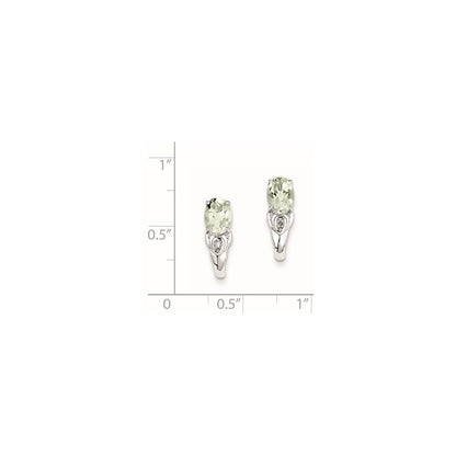 Sterling Silver Diamond and Green Quartz Earrings