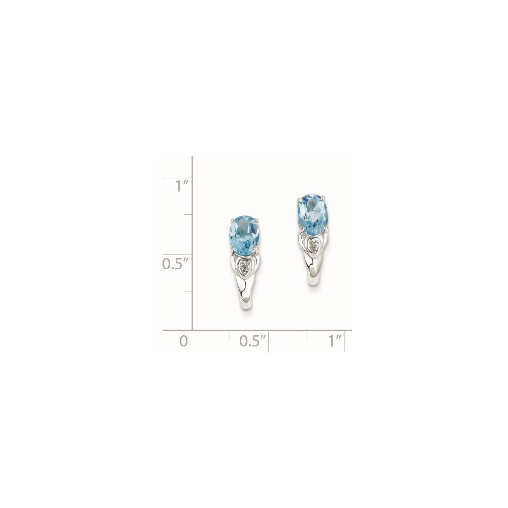 Sterling Silver Diamond and Blue Topaz Earrings