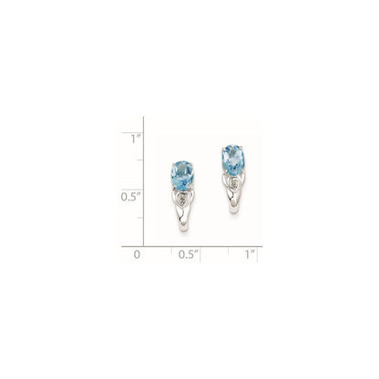 Sterling Silver Diamond and Blue Topaz Earrings