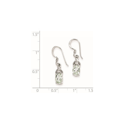 Sterling Silver Diamond and Green Quartz Earrings
