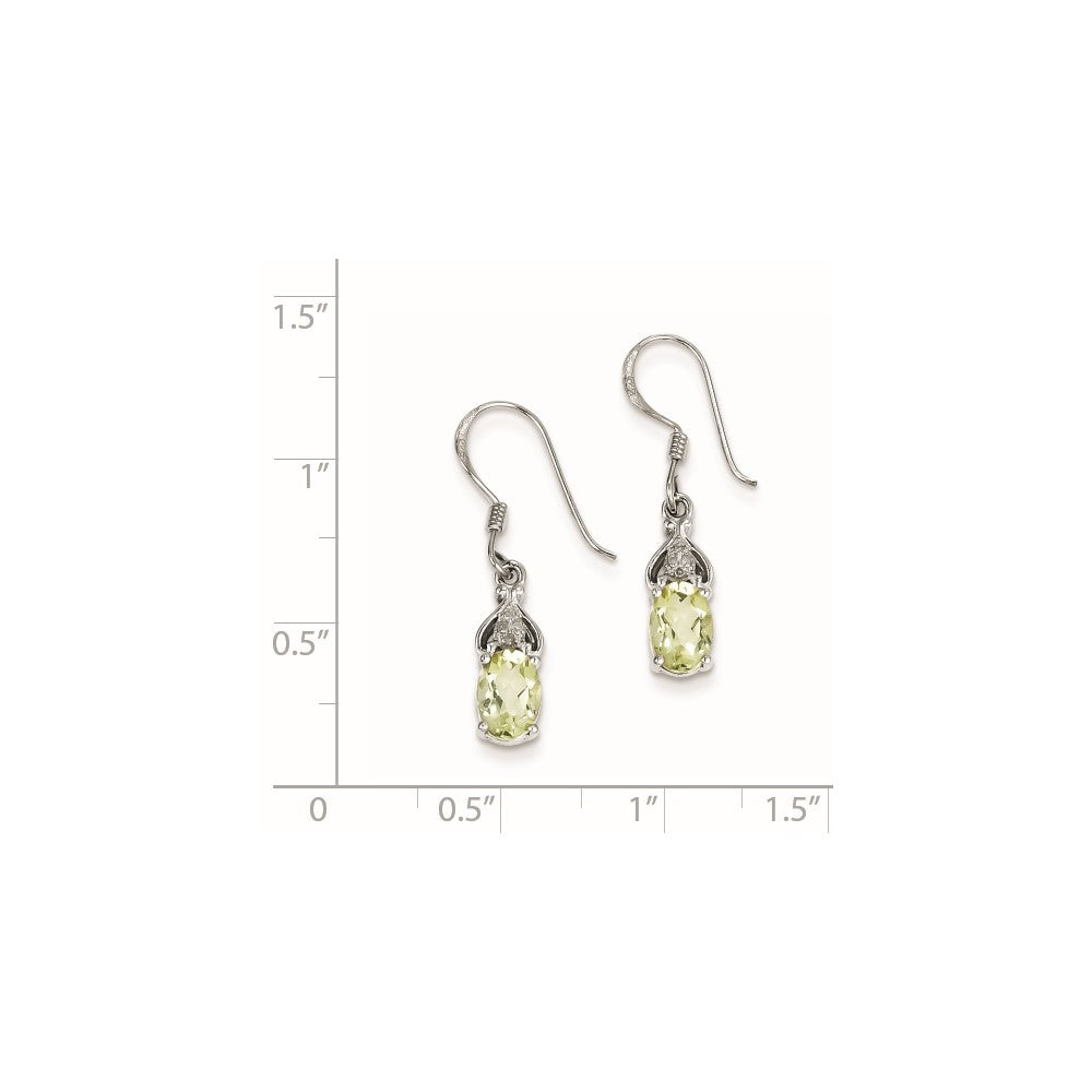 Sterling Silver Diamond and Lemon Quartz Earrings