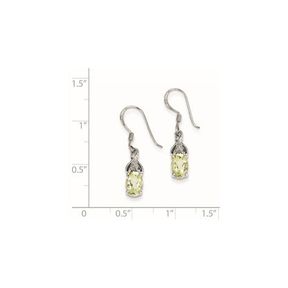 Sterling Silver Diamond and Lemon Quartz Earrings