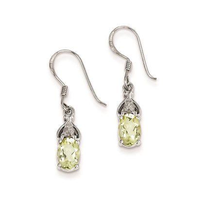 Sterling Silver Diamond and Lemon Quartz Earrings