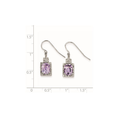 Sterling Silver Diamond and Pink Quartz Earrings