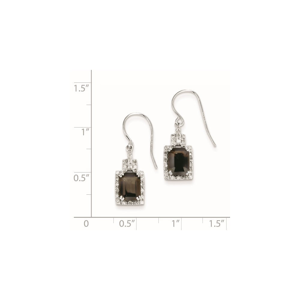 Sterling Silver Diamond and Smoky Quartz Earrings