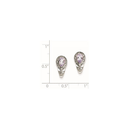Sterling Silver Diamond u0026 Pink Quartz Teardrop Post Earrings