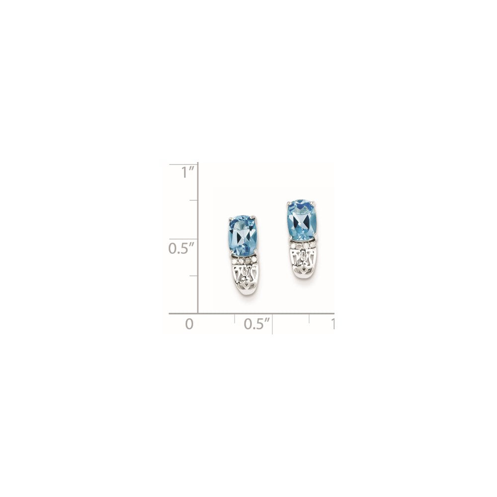 Sterling Silver Diamond u0026 Light Swiss Blue Topaz Post Earrings