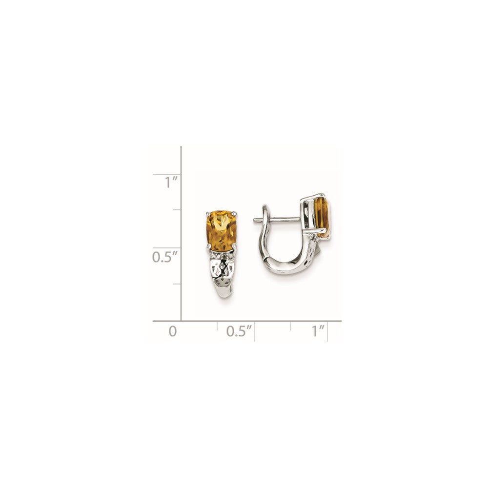 Sterling Silver Diamond and Whiskey Quartz Earrings