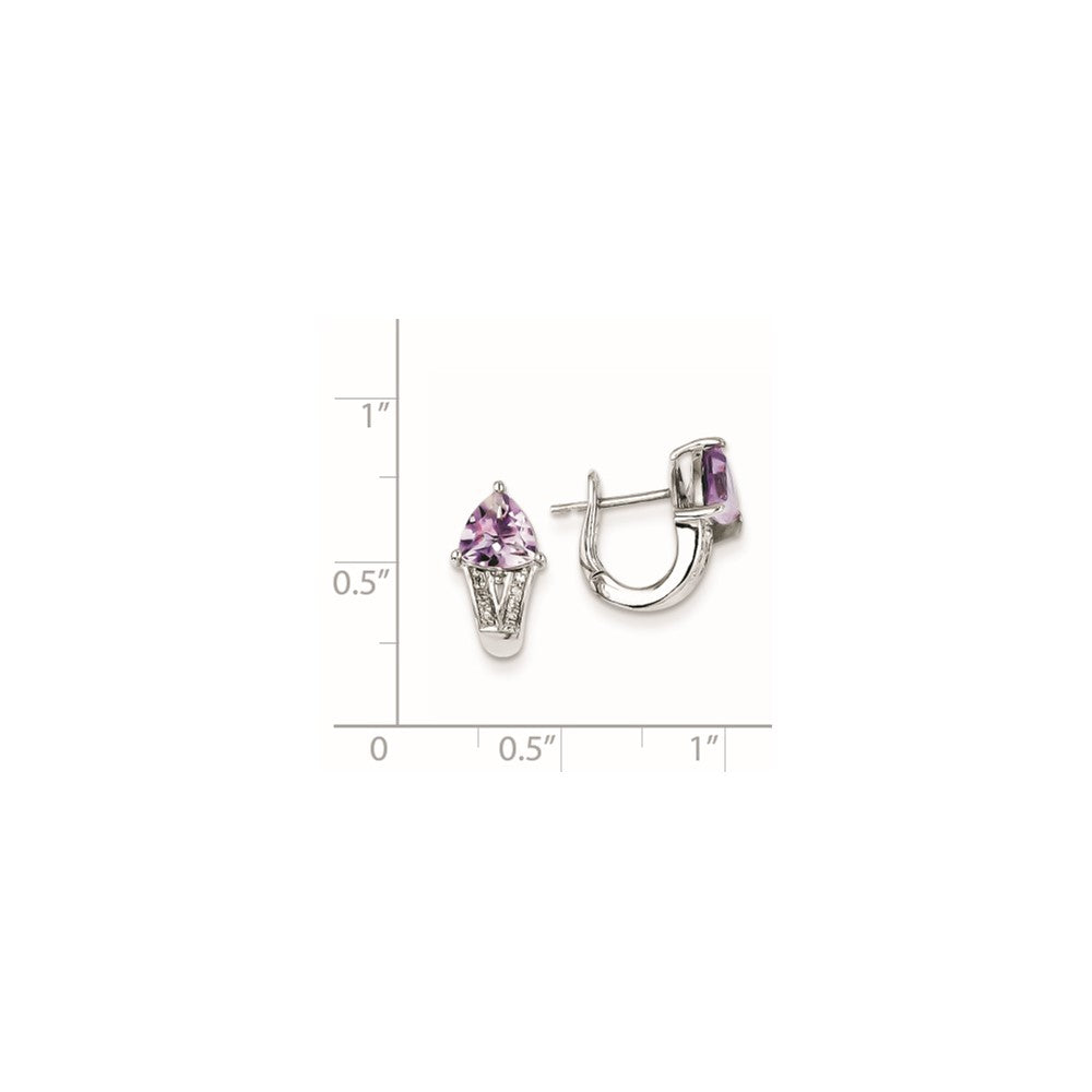 Sterling Silver Diamond u0026 Pink Quartz Hinged Earrings
