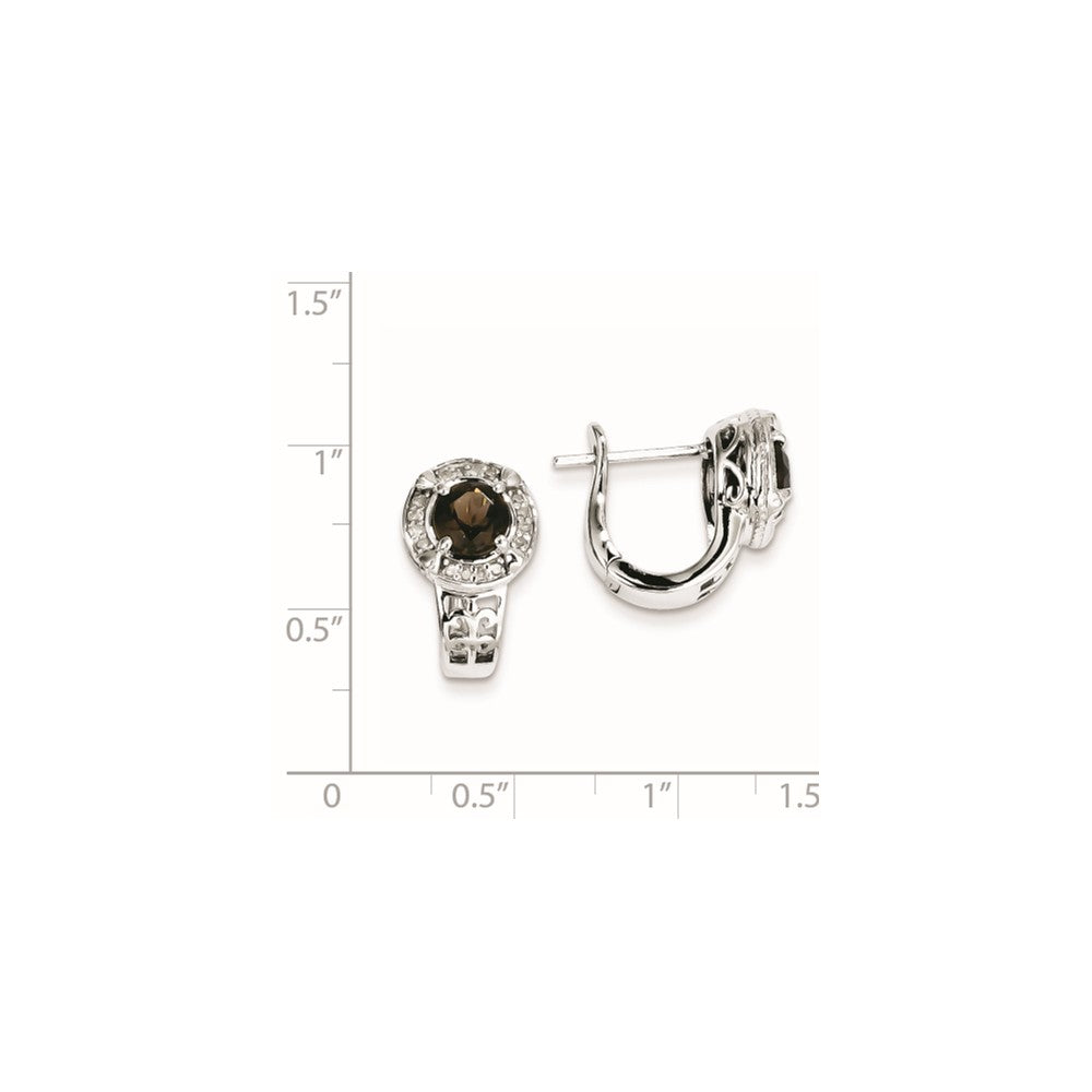 Sterling Silver Diamond u0026 Smoky Quartz Hinged Earrings