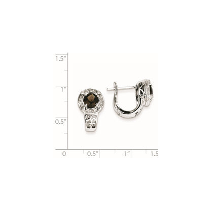 Sterling Silver Diamond u0026 Smoky Quartz Hinged Earrings