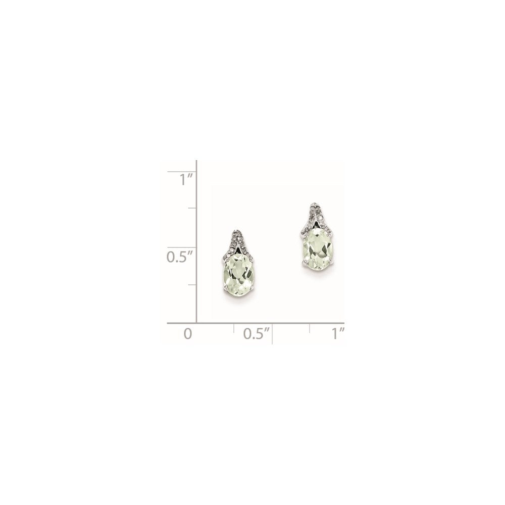 Sterling Silver Diamond u0026 Green Quartz Oval Post Earrings