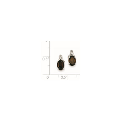Sterling Silver Diamond u0026 Smoky Quartz Oval Post Earrings