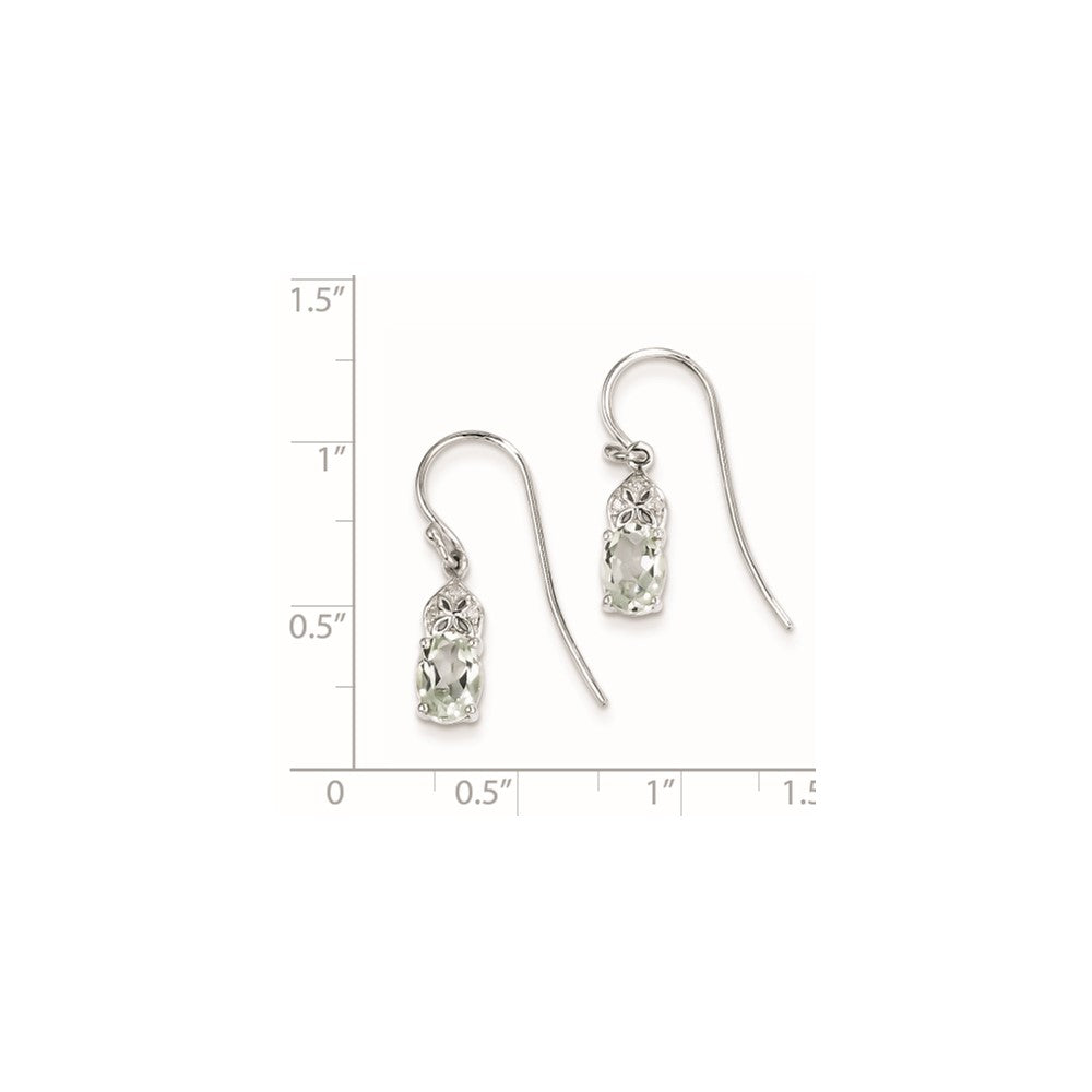 Sterling Silver Diamond u0026 Green Quartz Oval Earrings