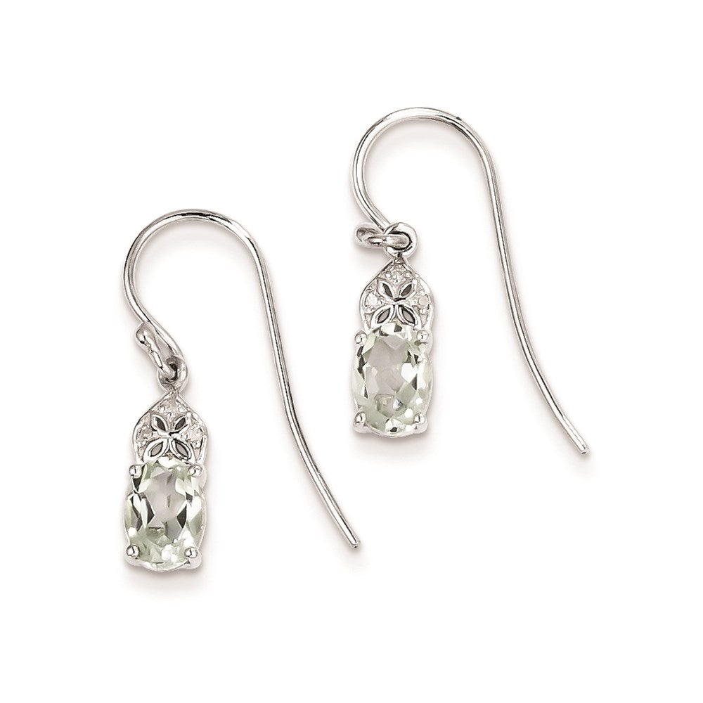 Sterling Silver Diamond u0026 Green Quartz Oval Earrings