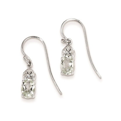 Sterling Silver Diamond u0026 Green Quartz Oval Earrings