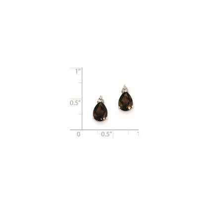Sterling Silver Diamond u0026 Smoky Quartz Teardrop Post Earrings
